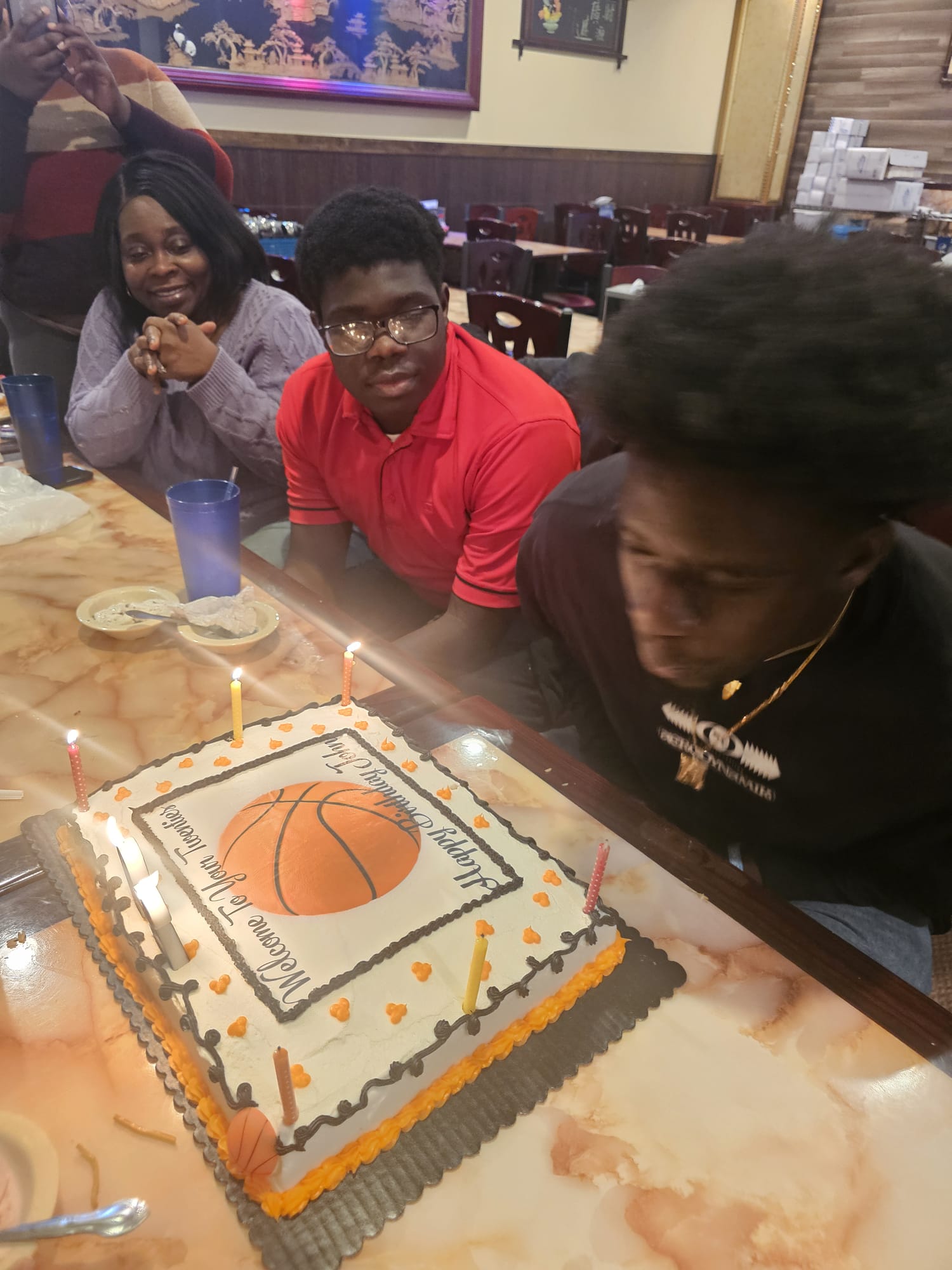 Blowing out the birthday candles