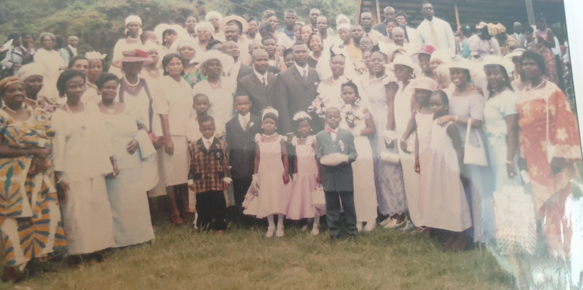 Their wedding day with family and loved ones